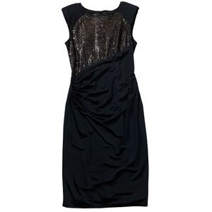 Anne Klein Womens Dress sz 8 Black Sheath Dinner Evening Stretch Lined Back Zip